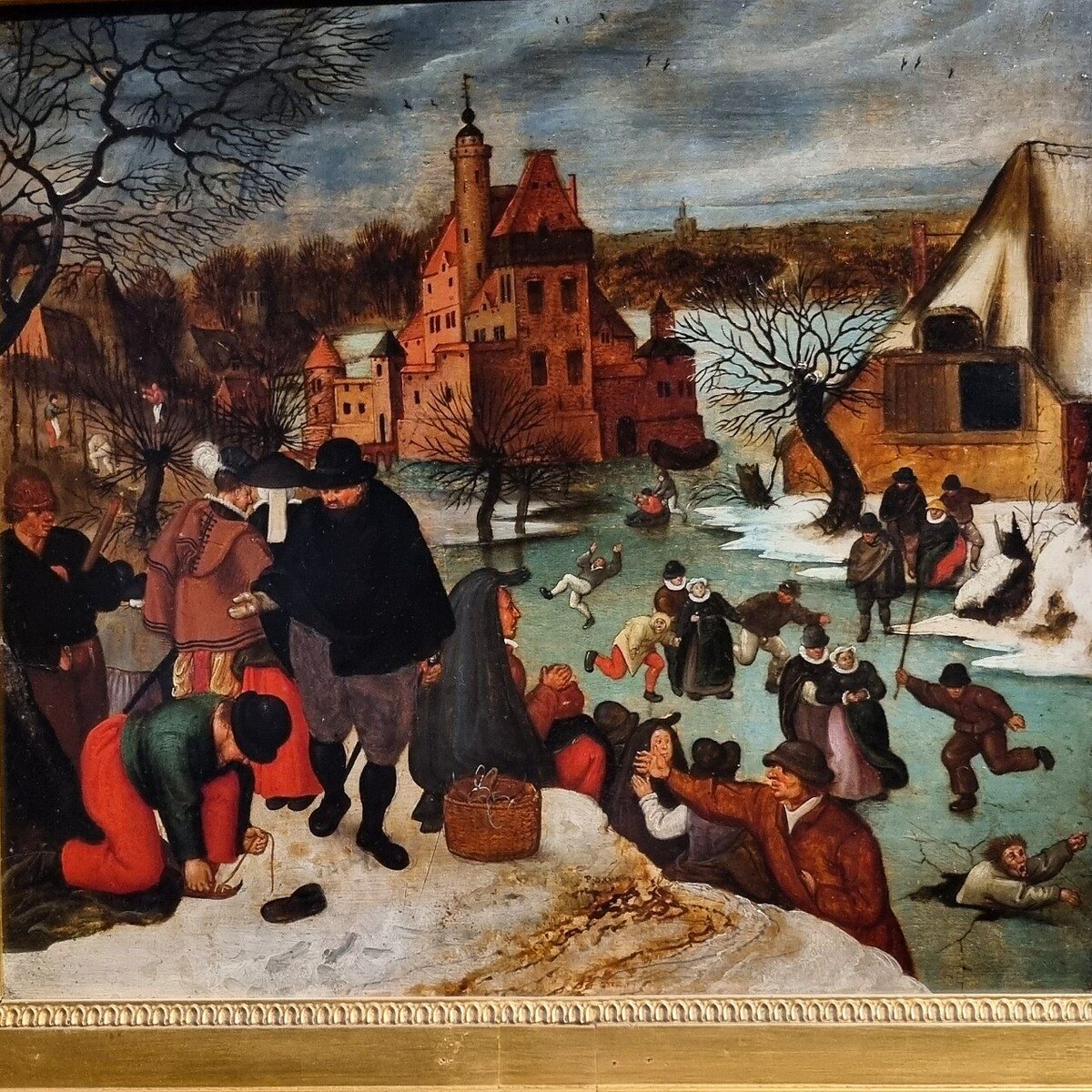 Питер Брейгель II Младший: ЗИМА. КАТАНЬЕ НА КОНЬКАХ. Дерево (дуб), масло. Музей изобразительных искусств имени А.С.Пушкина