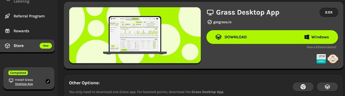 Установка приложения Grass