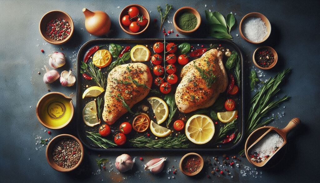 Запеченая курица, курица в духовке, готовим дома