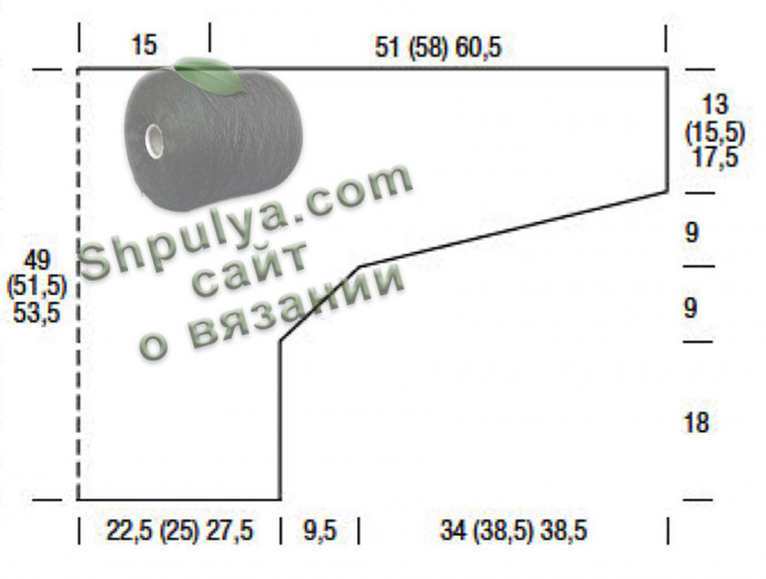 Выкройка женского пуловера спицами