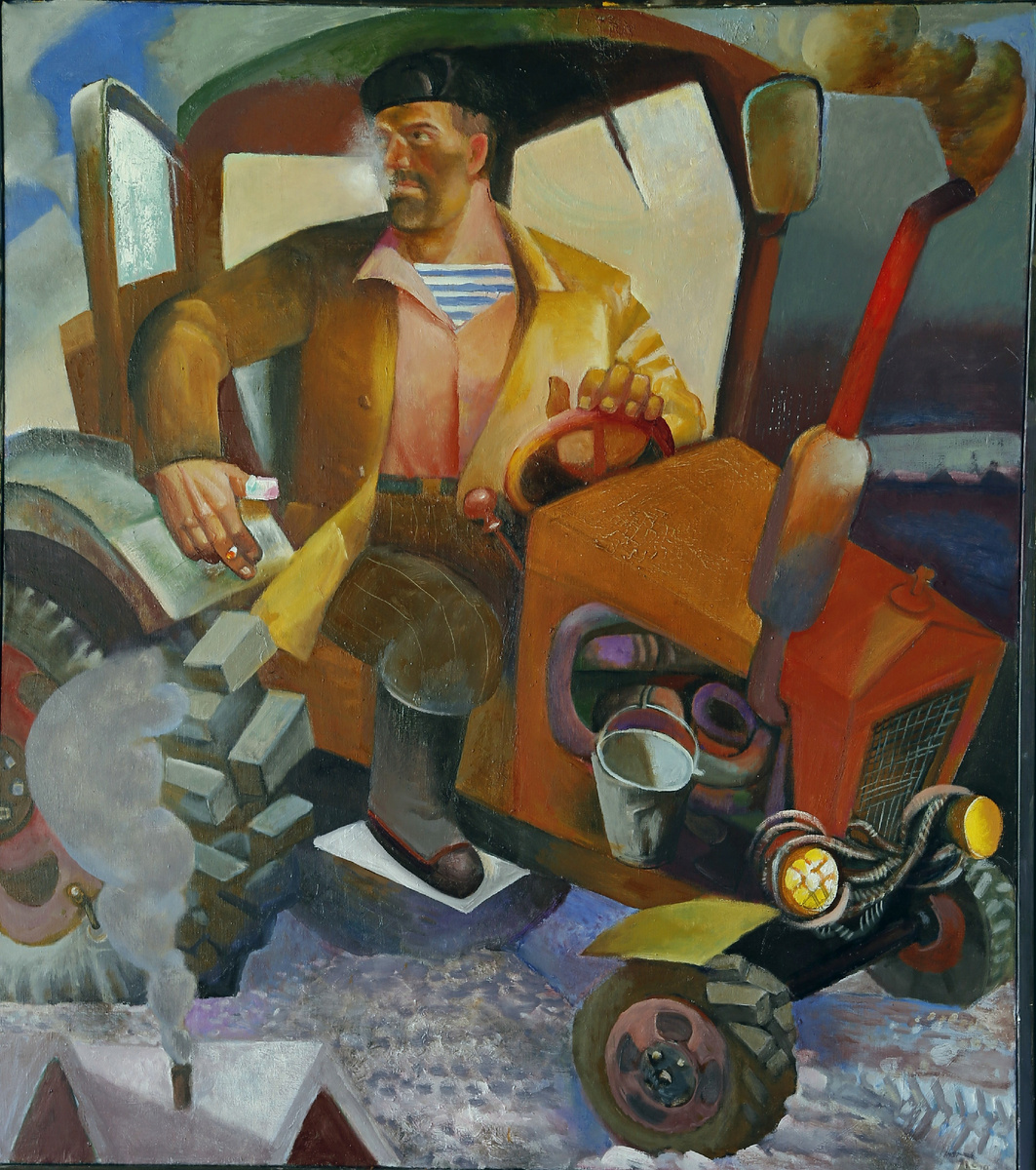 Тракторист  Алексеев Александр, 2018, 130 х 115, Холст