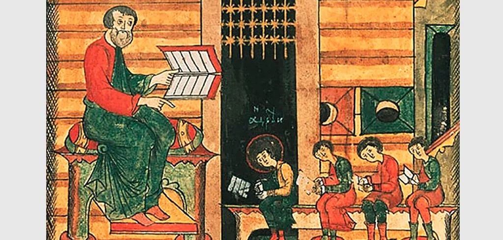 Школа. Миниатюра из Жития Антония Сийского