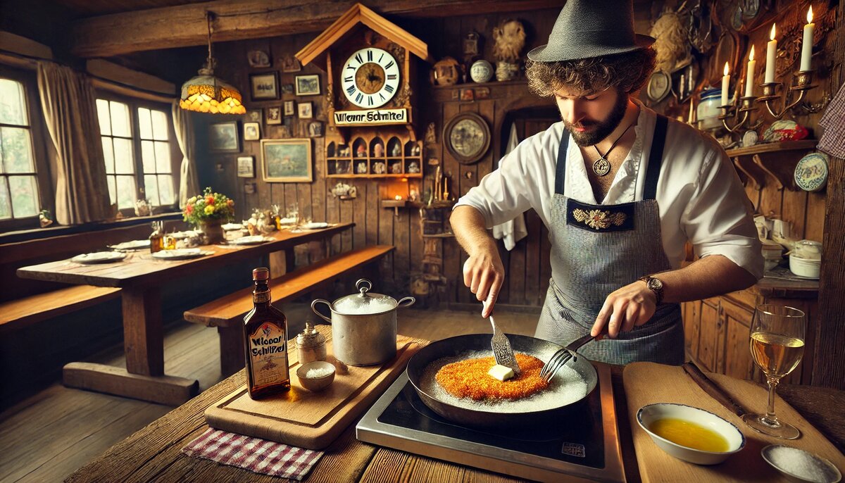 Традиционное приготовление венского шницеля (сгенерировано DALL-E)