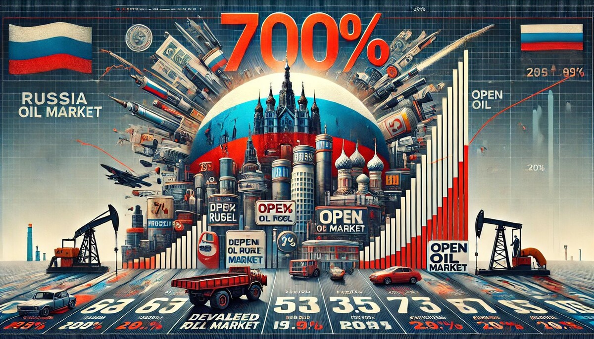 Картинка иллюстрирует 700% инфляцию в России, сравнивая цены на ключевые товары в 2001 и 2024 годах.