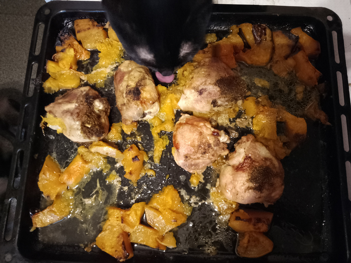 Тыква с курицей карри