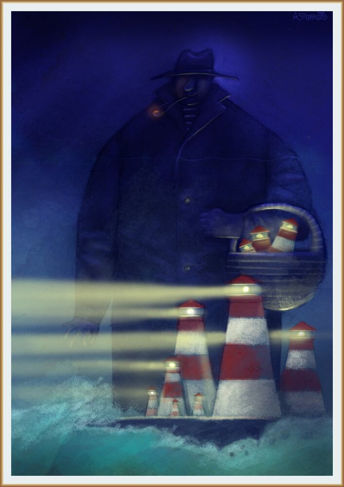 КАРТИНА ОТ ХУДОЖНИКА-КАРИКАТУРИСТА АНДРЕЯ ПОПОВА ИЗ ЕГО СЕРИИ " МАЯКИ "