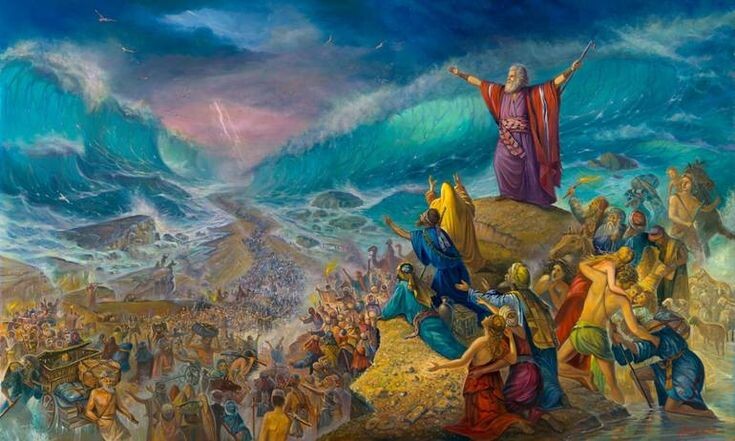 Моисей (Мозес) ведёт свой народ в Земли Обетованные.