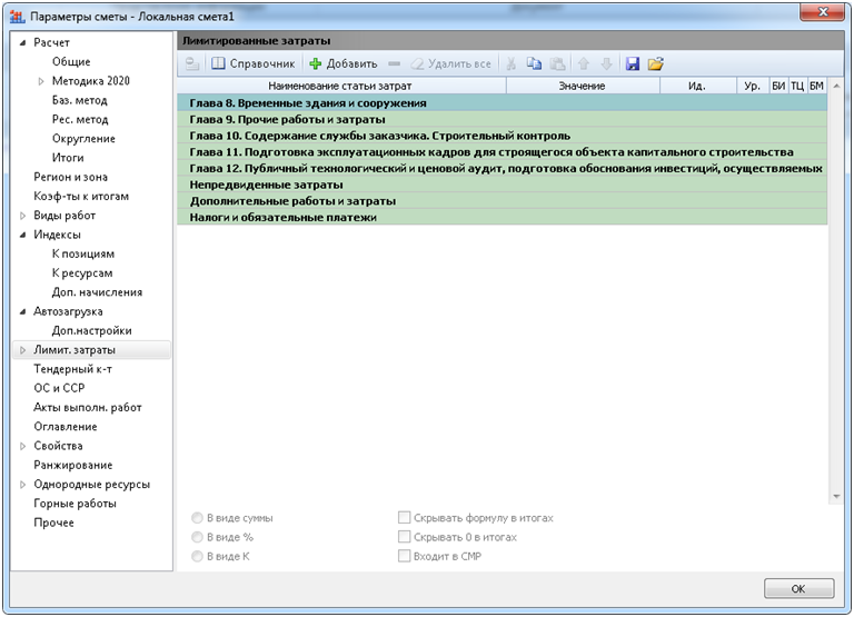 Лимитированные затраты