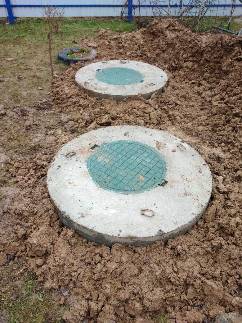септик из бетонных колец с переливом