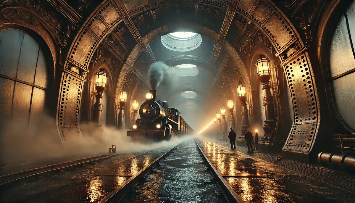 Художественная реконструкция внутреннего вида тоннеля в викторианском стиле