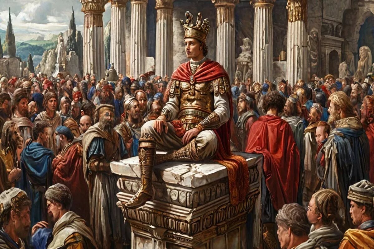 Церемония избрания князя у словенцев проходила на особом Княжеском камне. Правом участия в выборах пользовались все свободные землевладельцы.
Фото: Нейросеть shedevrum.ai