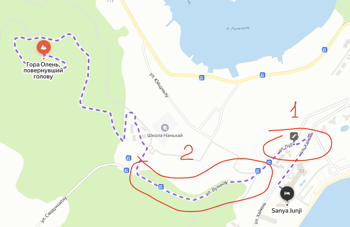 Маршрут из отеля Junji