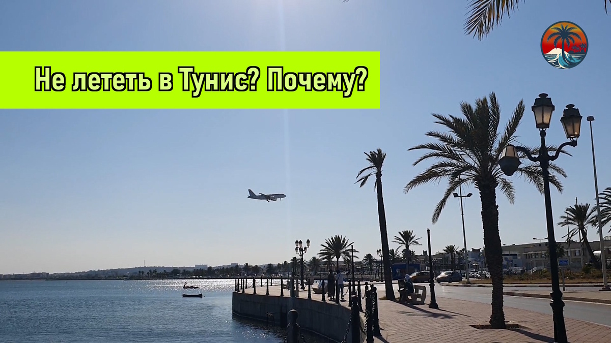 Самолёт на посадке в Тунисе. Фото из района Berges du Lac 1. 