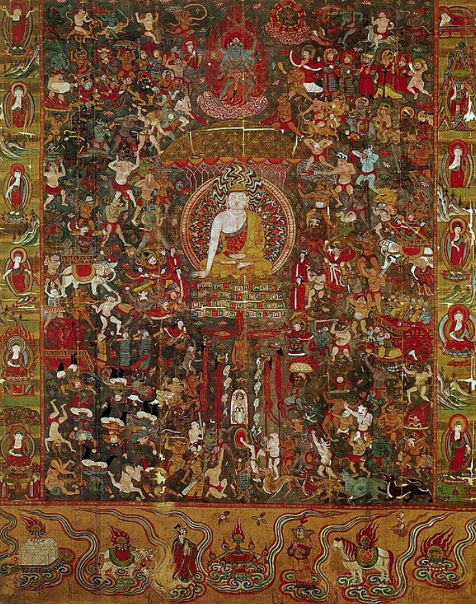 Мара испытывает Будду. Неизвестный художник 10 века.