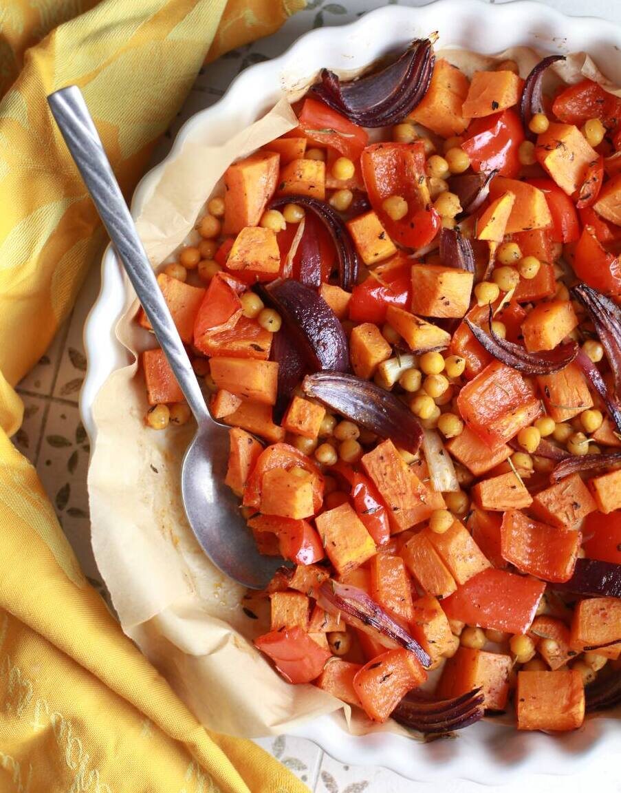 Нут со сладкими овощами от Даши Третьяковой. https://t.me/wellness_hedonism