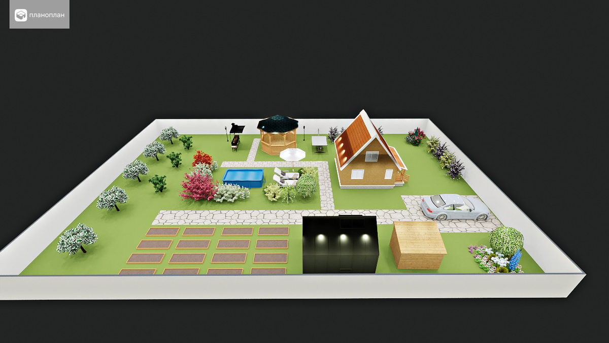 Планировка участка 20*30 вид сбоку