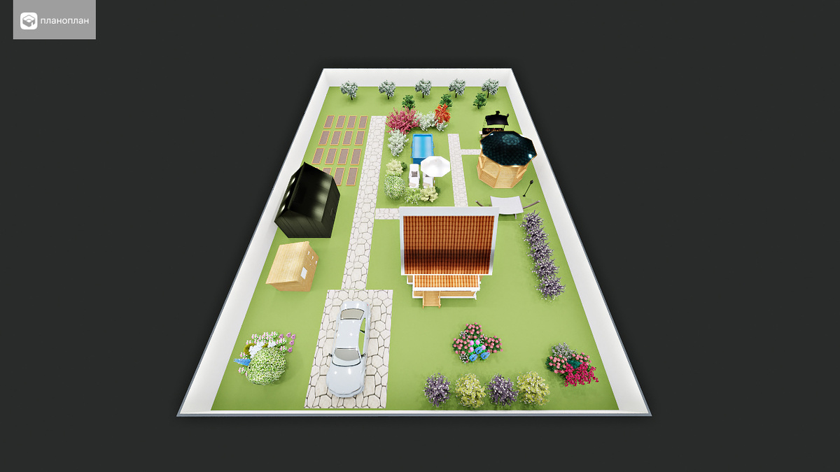 Планировка участка 6 соток вид с фасада