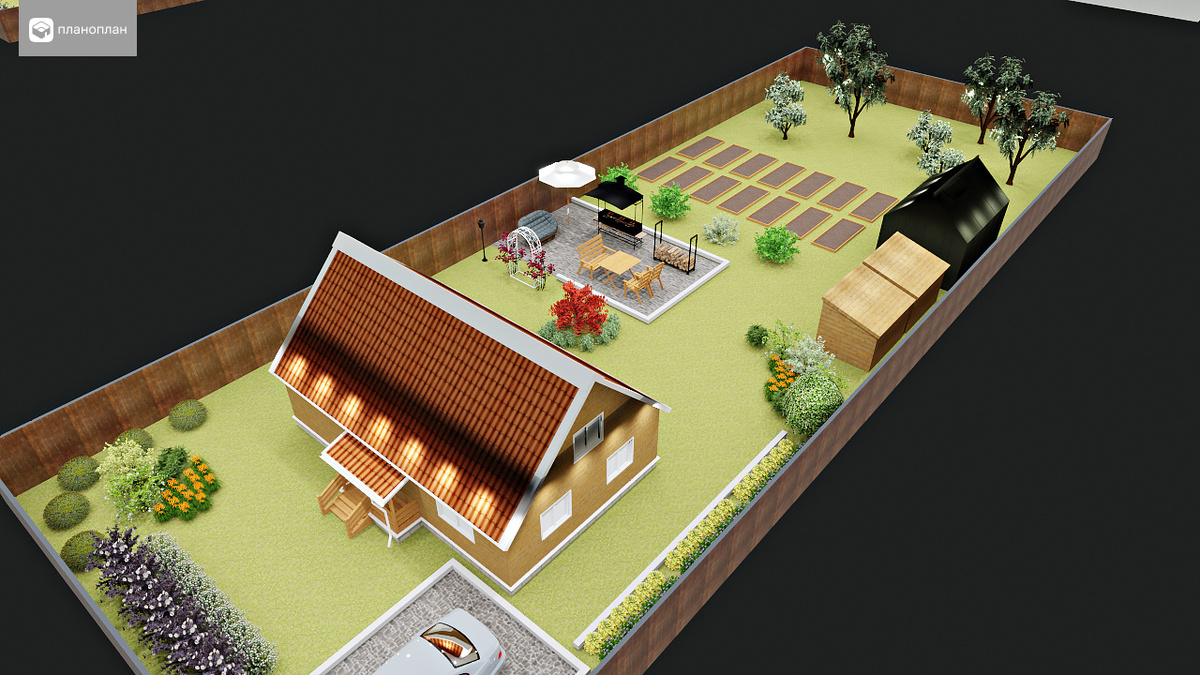 Общий вид плана участка 15 на 40 метров