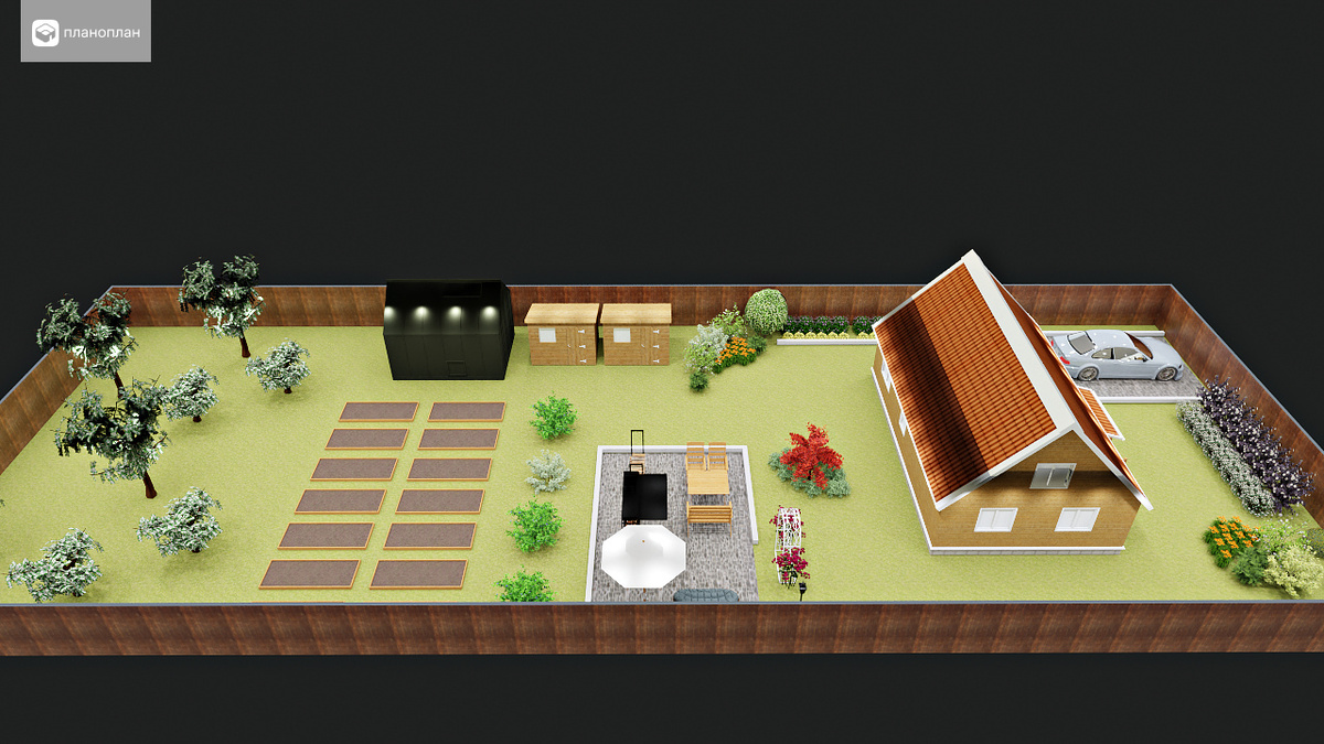 План участка 6 соток вид сбоку