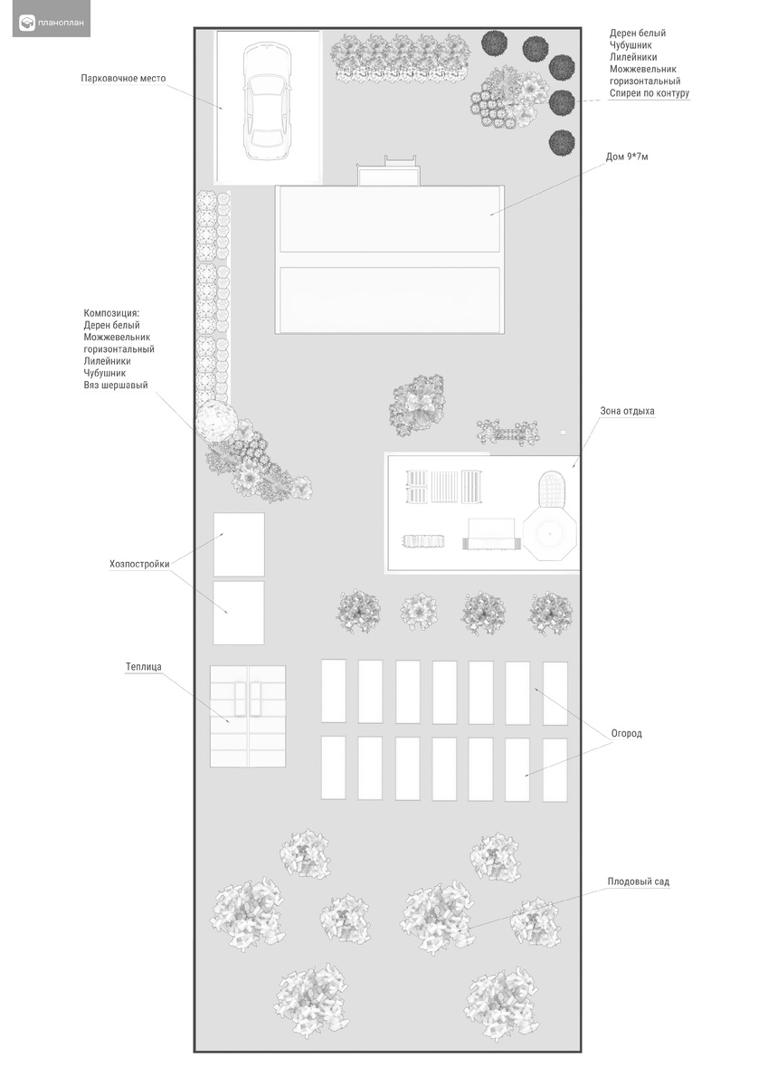 Схема участка 6 соток 15 на 40 метров