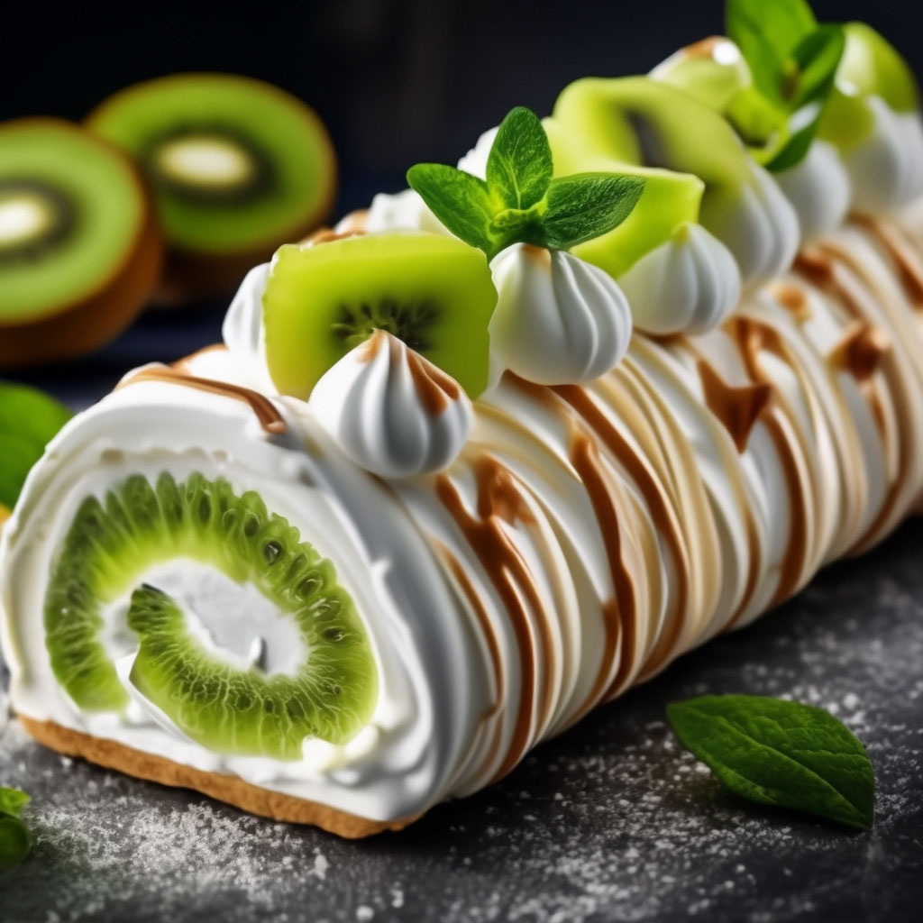 Меренговый рулет с киви 