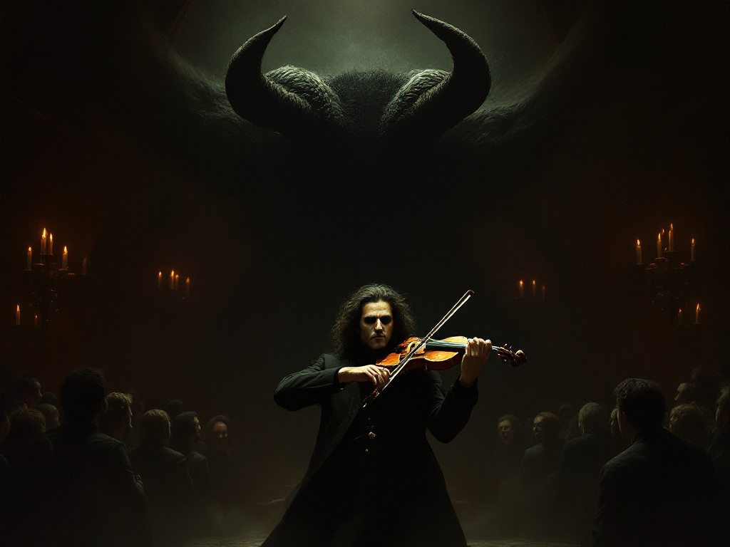 Иллюстрация к истории о Паганини и слухах о его связи с дьяволом