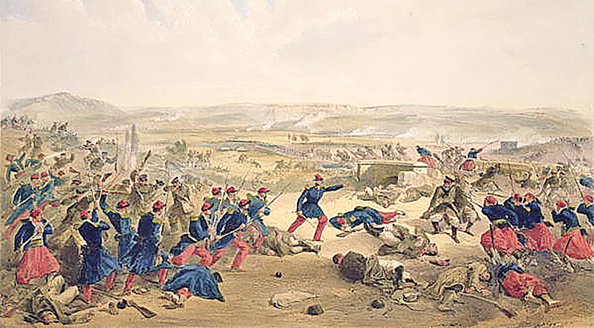 Фото: wikimedia.org/Уильям Симпсон. «Битва на Чёрной, 16 августа 1855 г.»