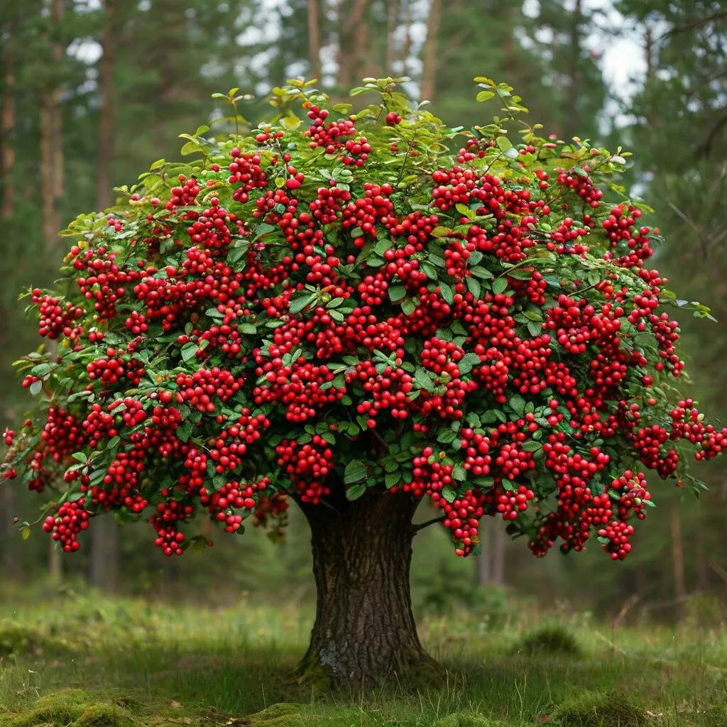 Клюква, растущая на дереве, — это вымысел. Картинка сгенерирована нейросетью