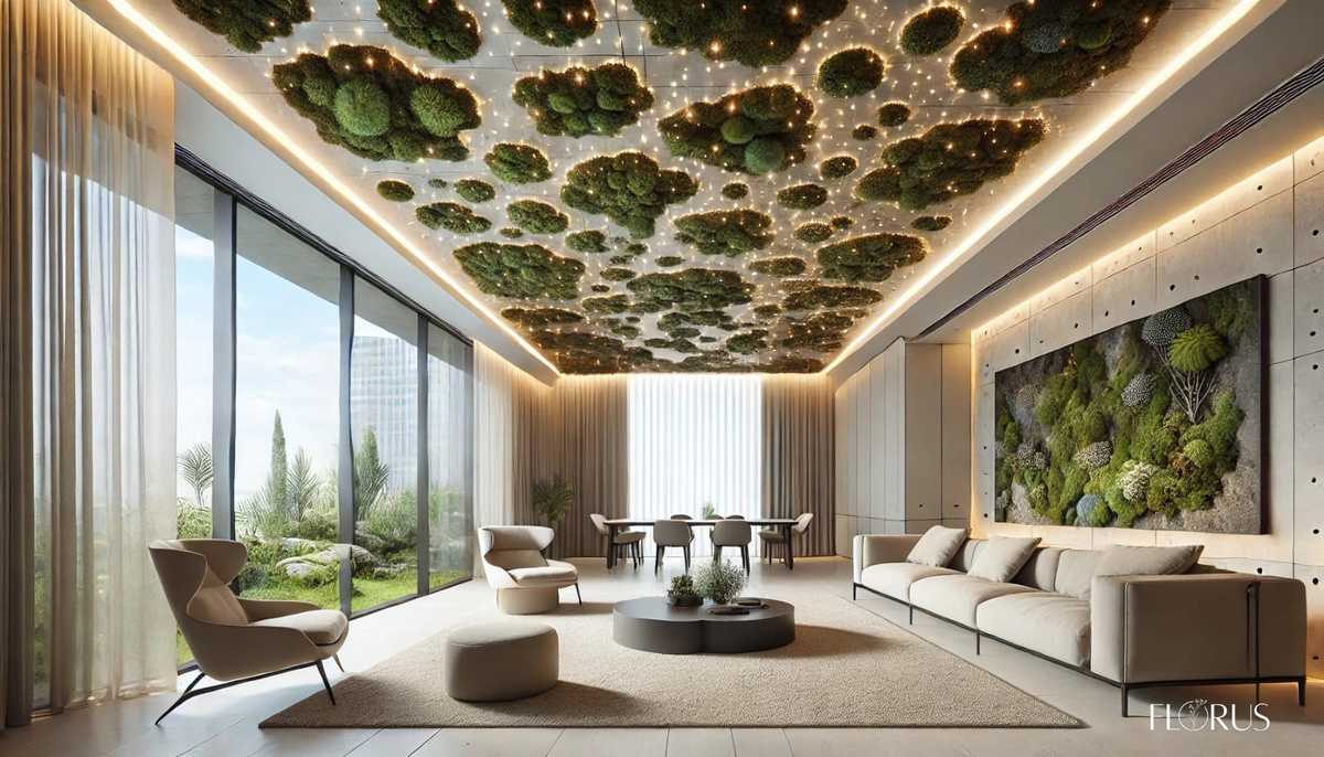 Потолок со стабилизированным мхом