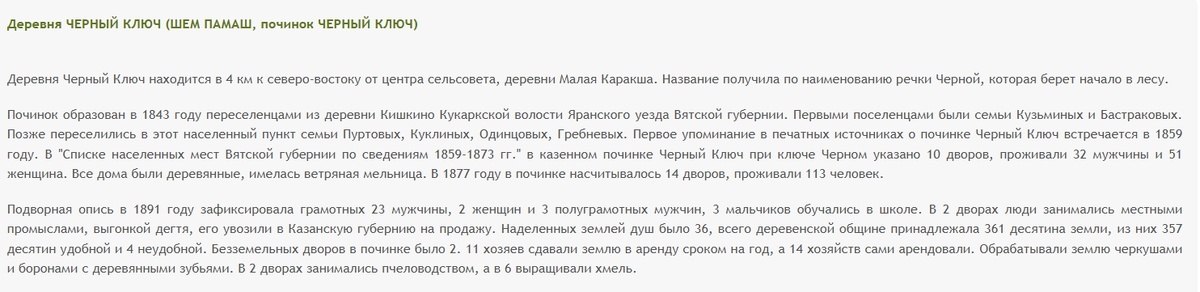 Деревня Черный ключ (с сайта Родная Вятка)