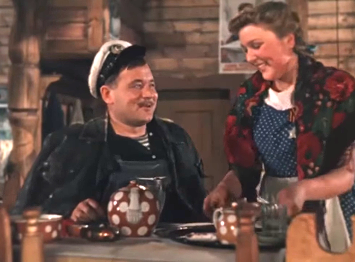 Кадр из кинофильма "Сказание о земле Сибирской", 1947 г., режиссер Иван Пырьев, сценаристы Евгений Помещиков, Николай Рожков, композитор Николай Крюков (скриншот) 