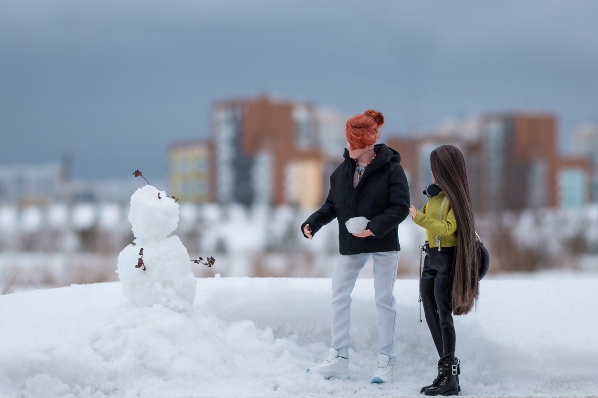 Barbie Looks и BMR1959: Кит и Тейт лепят снеговика. Фотография @millie