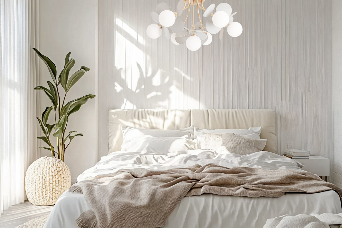 Люстра PEACOCK в интерьере спальни