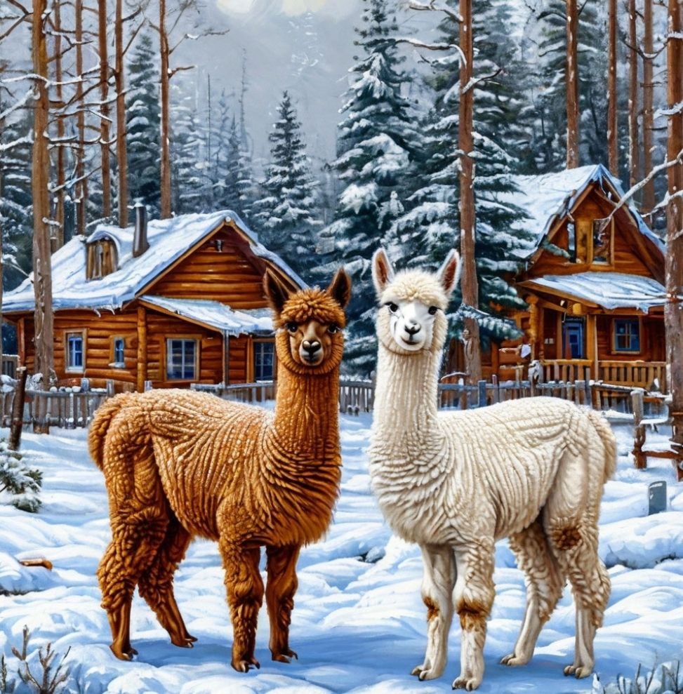 Альпаки Сёма и Озя в комплексе отдыха "Семь Озер"