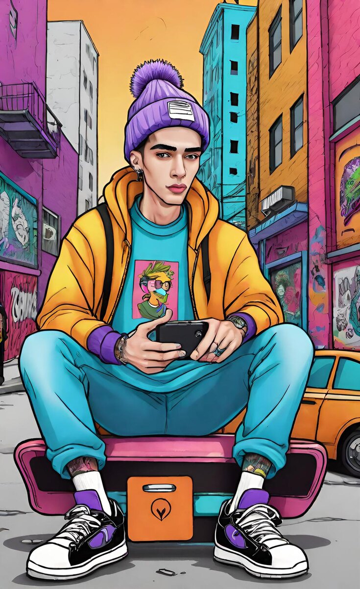 Типичный зумер. Косоглазенький, правда, получился, но это нейросеть шалит.