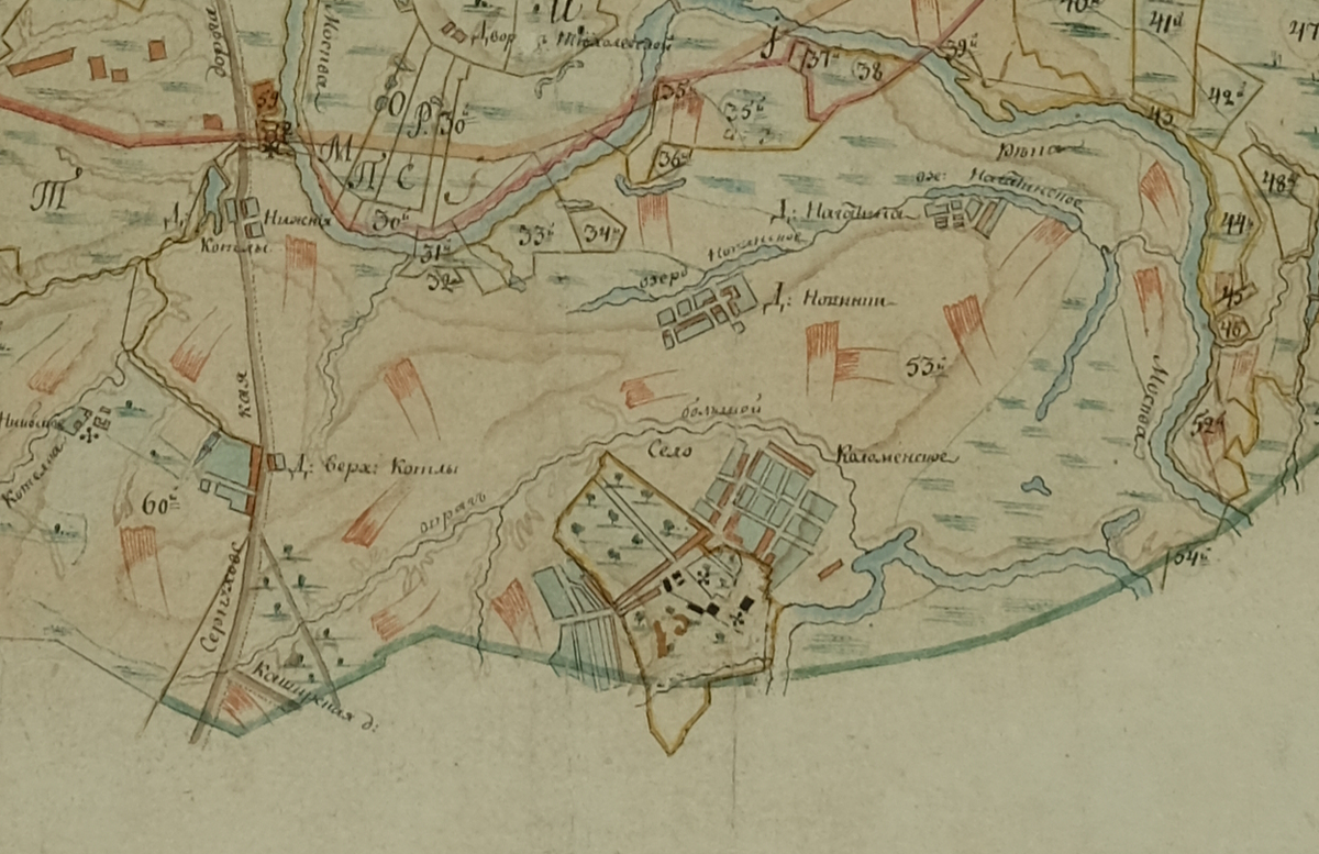 Нагатино на плане окрестностей Москвы. 1776 год