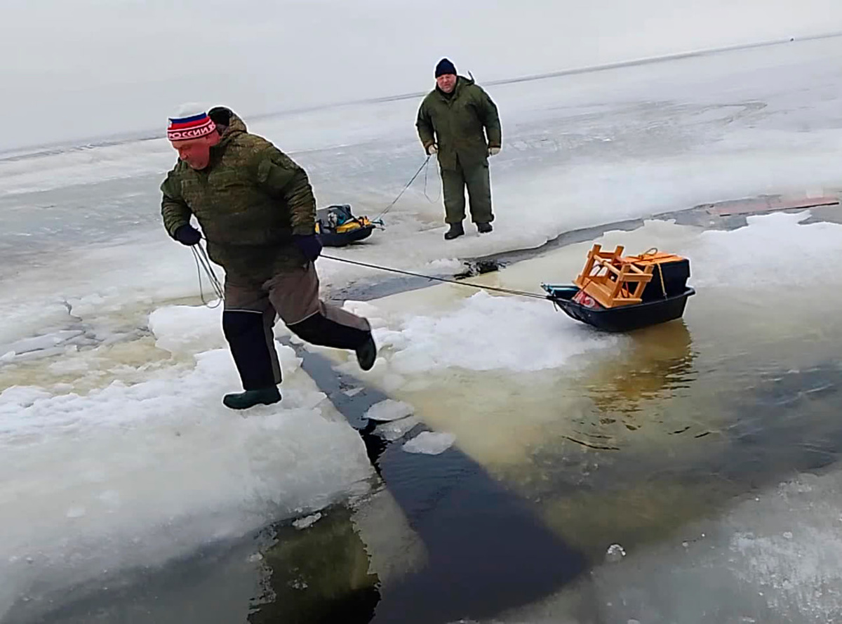 Скриншот видео марта 2024 года. Чудское озеро