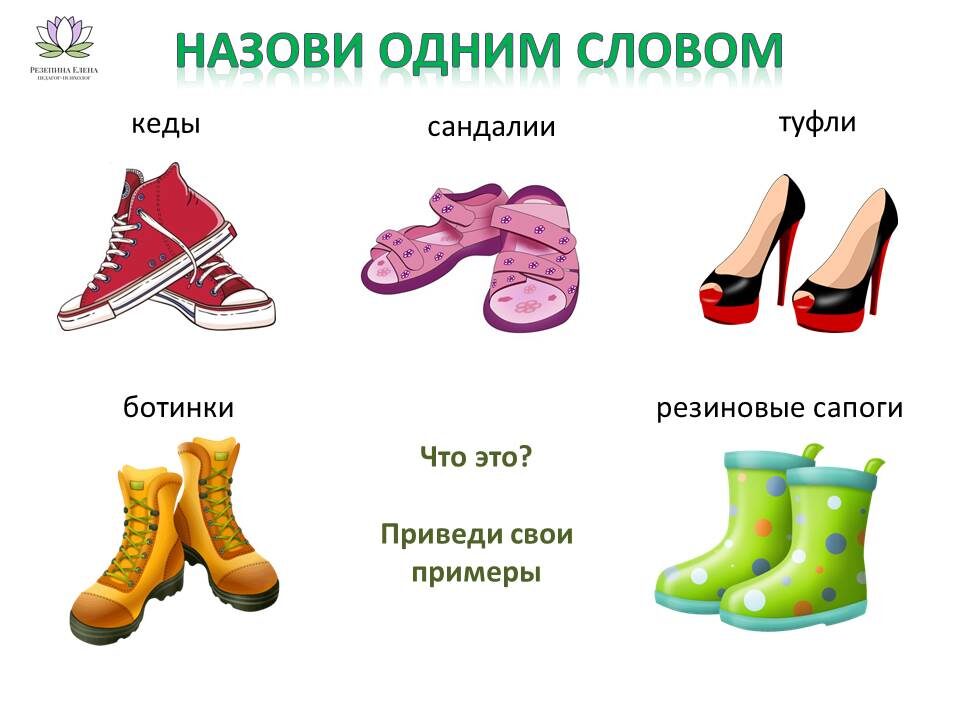 Обобщающее понятие: обувь