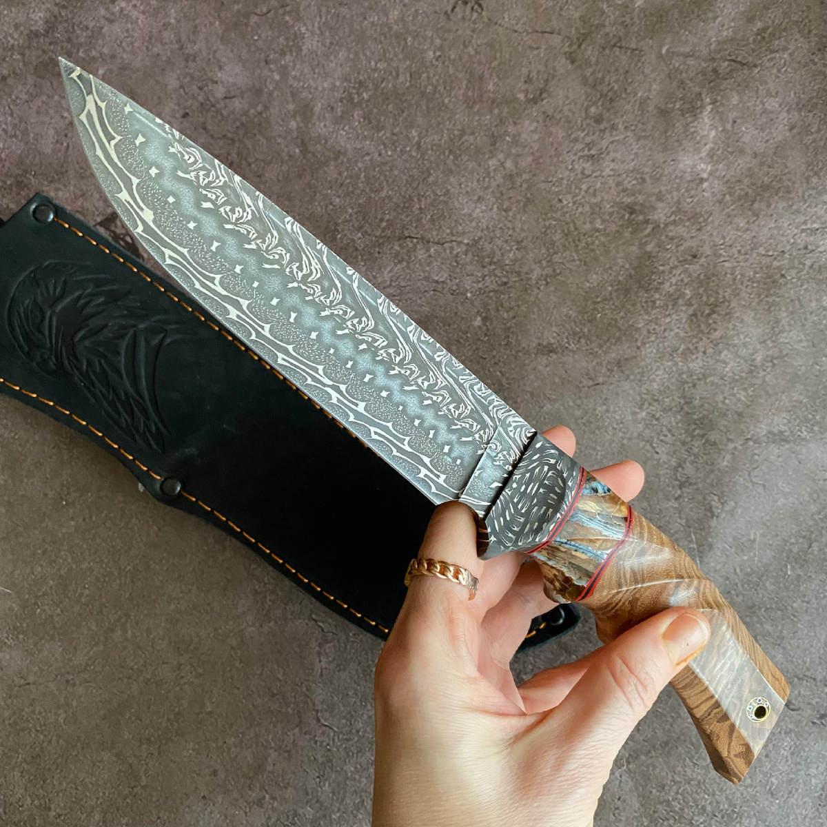 Мозаичный Дамаск с никелем ( полностью ручная работа )