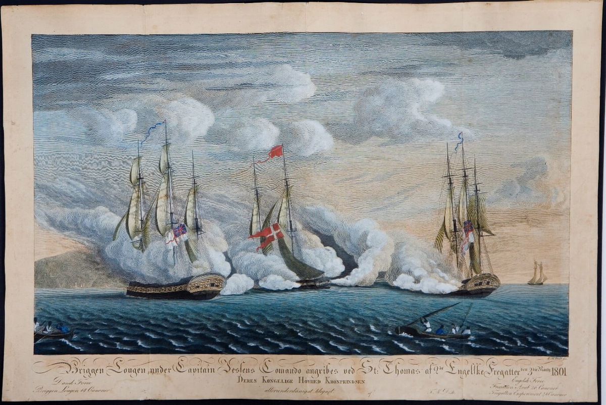 Фрагмент из жизни «Араба» (слева). 1801 год, атака на датский бриг «Lougen». Капитан «Араба» - Джон Перкинс.