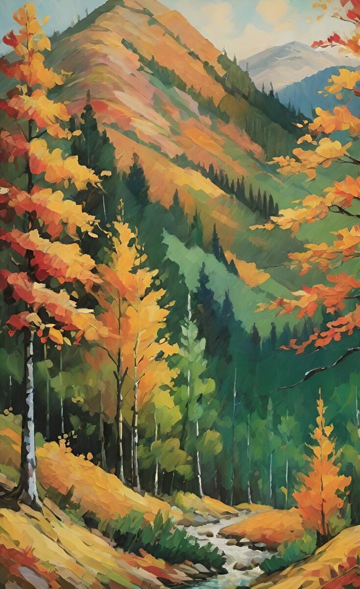 Пейзаж 8. Иллюстрация создана с помощью нейросети DreamAI и программы Photoshop.