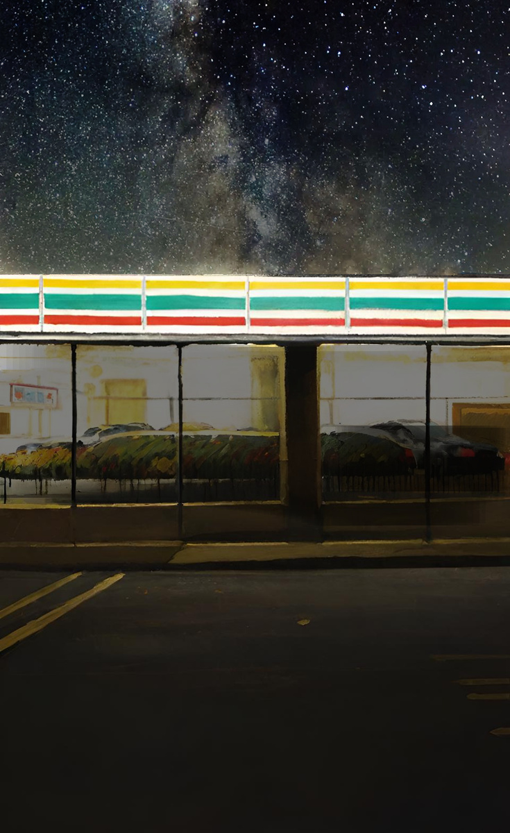 Пейзаж 9. Иллюстрация создана с помощью нейросети DreamAI и программы Photoshop.