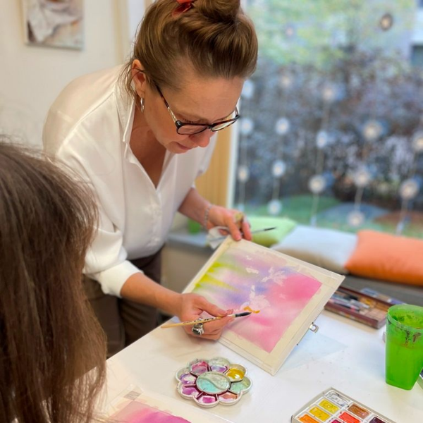 Мастер-класс Акварель без карандаша в школе рисования для взрослыых МАРГО