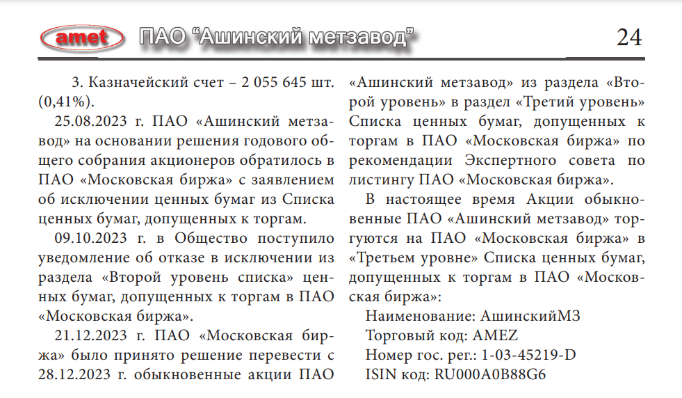 Рисунок 1.1 Из годового отчёта Ашинского 2023