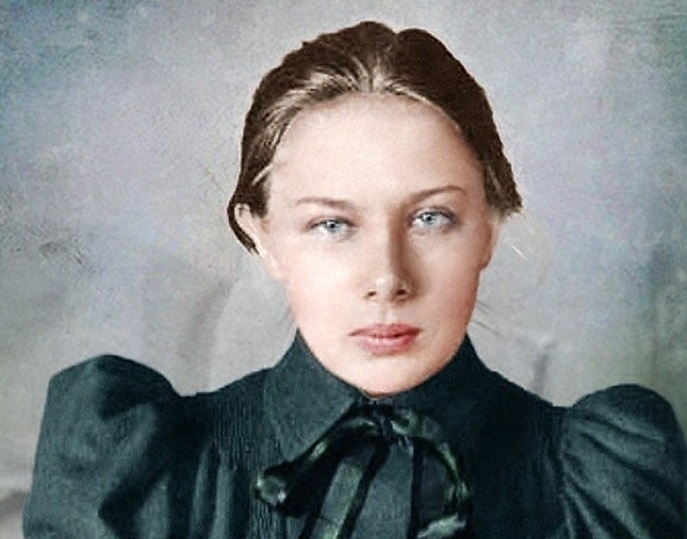 Колоризированная фотография Н.К. Крупской в молодости.