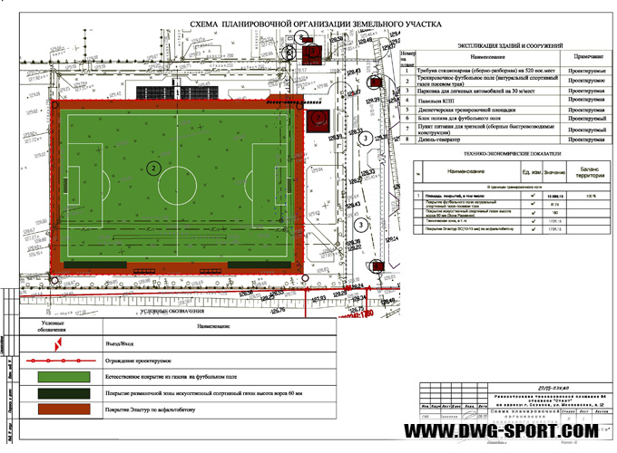План огранизации рельефа тренировочного футбольного поля