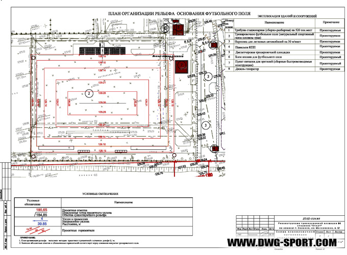 Вертикальная планировка футбольного поля