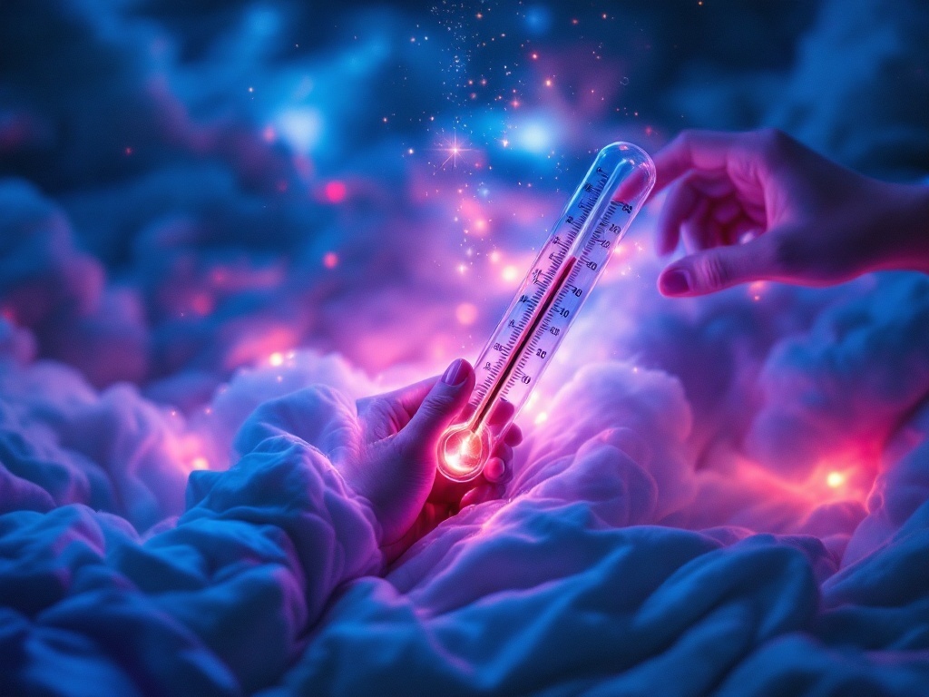    К чему такое снится: На картине изображён градусник в центре, у которого отвалился наконечник. Рядом видны отсутствие ртути и рука человека, удерживающая градусник, пытаясь понять, что п