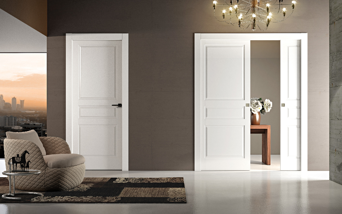 Интерьер с трендовыми межкомнатными дверьми