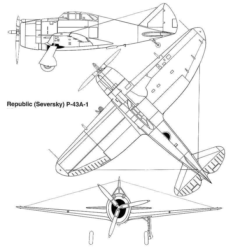 схематичное изображение P-43 с разных проекций